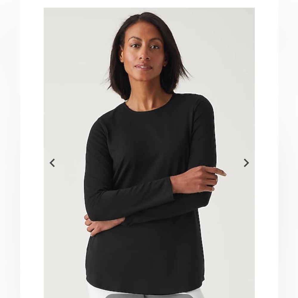 Purejill Pima stretch cotton shirttail long sleeve tee black crew neck size XL